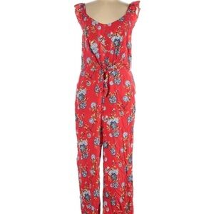 LOFT Red Floral Jumpsuit